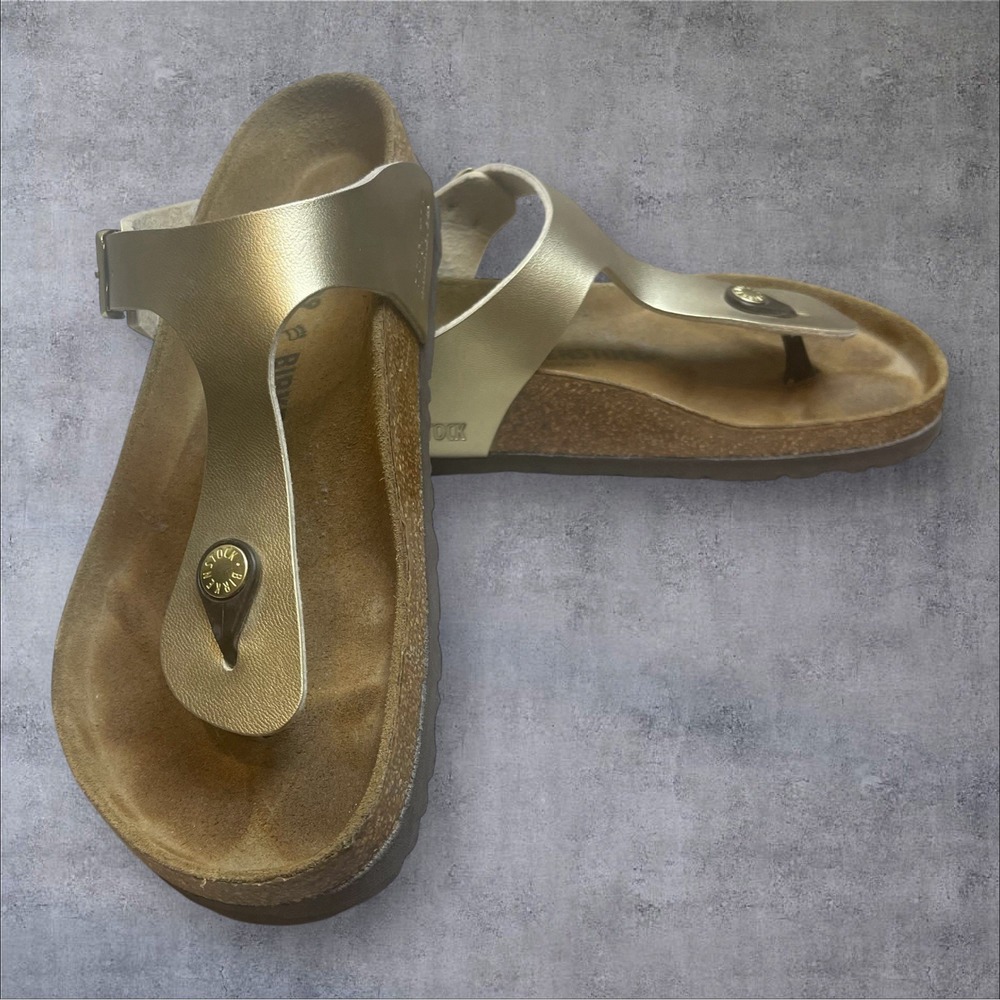 Birkenstock Gizeh Metallic Gold Thong Sandals Womens EU 39 / US 8 Flip Flop - Picture 2 of 11